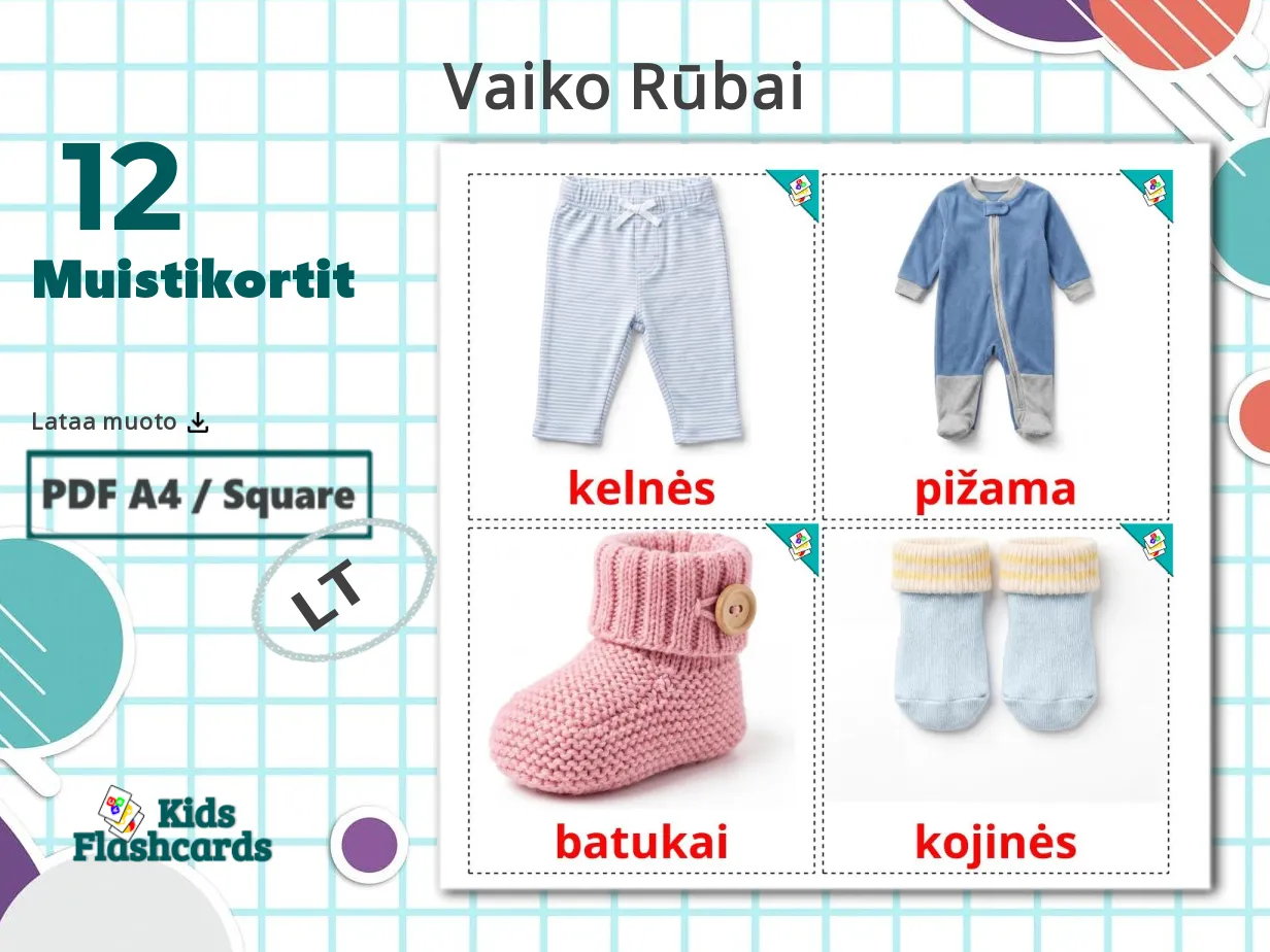 ILMAINEN Vauvan Vaatteet Lasten Kuvakortta PDF muodossa Liettuanksi ilmainen-vauvan-vaatteet-lasten-kuvakortta-pdf-muodossa-liettuanksi