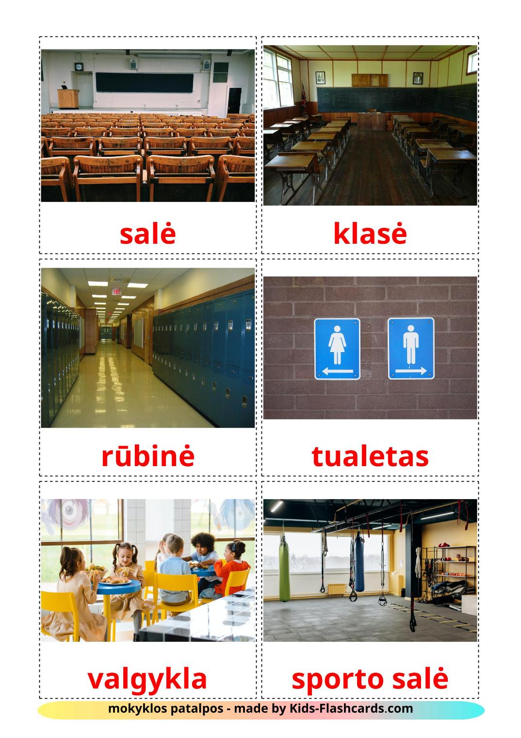 Edifício escolar - 17 Flashcards lituanoes gratuitos para impressão