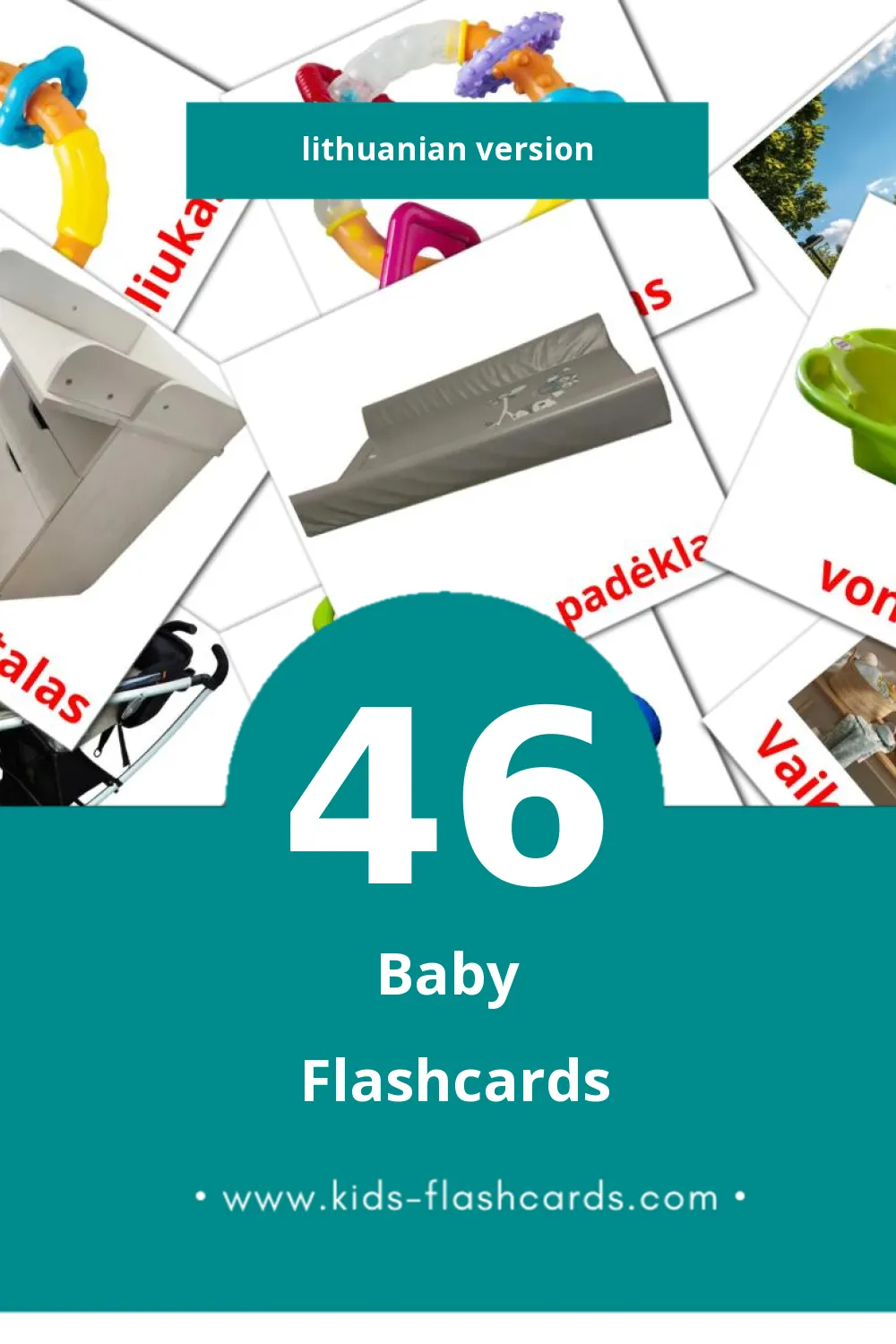 Visual Kūdikis Flashcards for Toddlers (46 cards in Lithuanian)