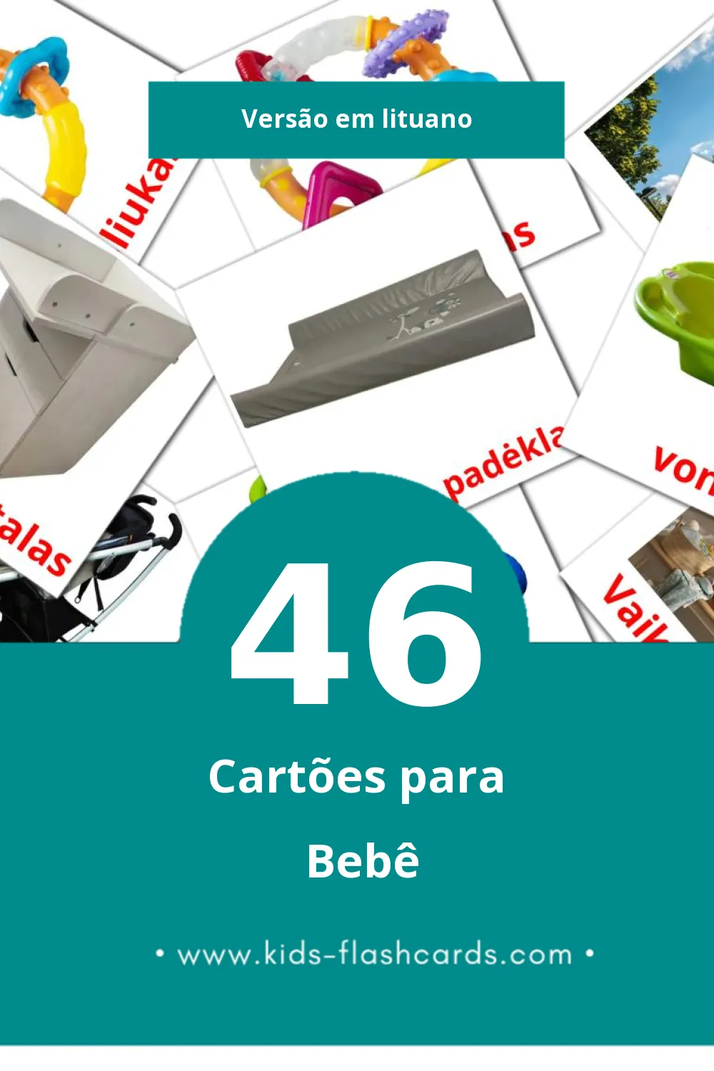 Flashcards de Kūdikis Visuais para Toddlers (46 cartões em Lituano)