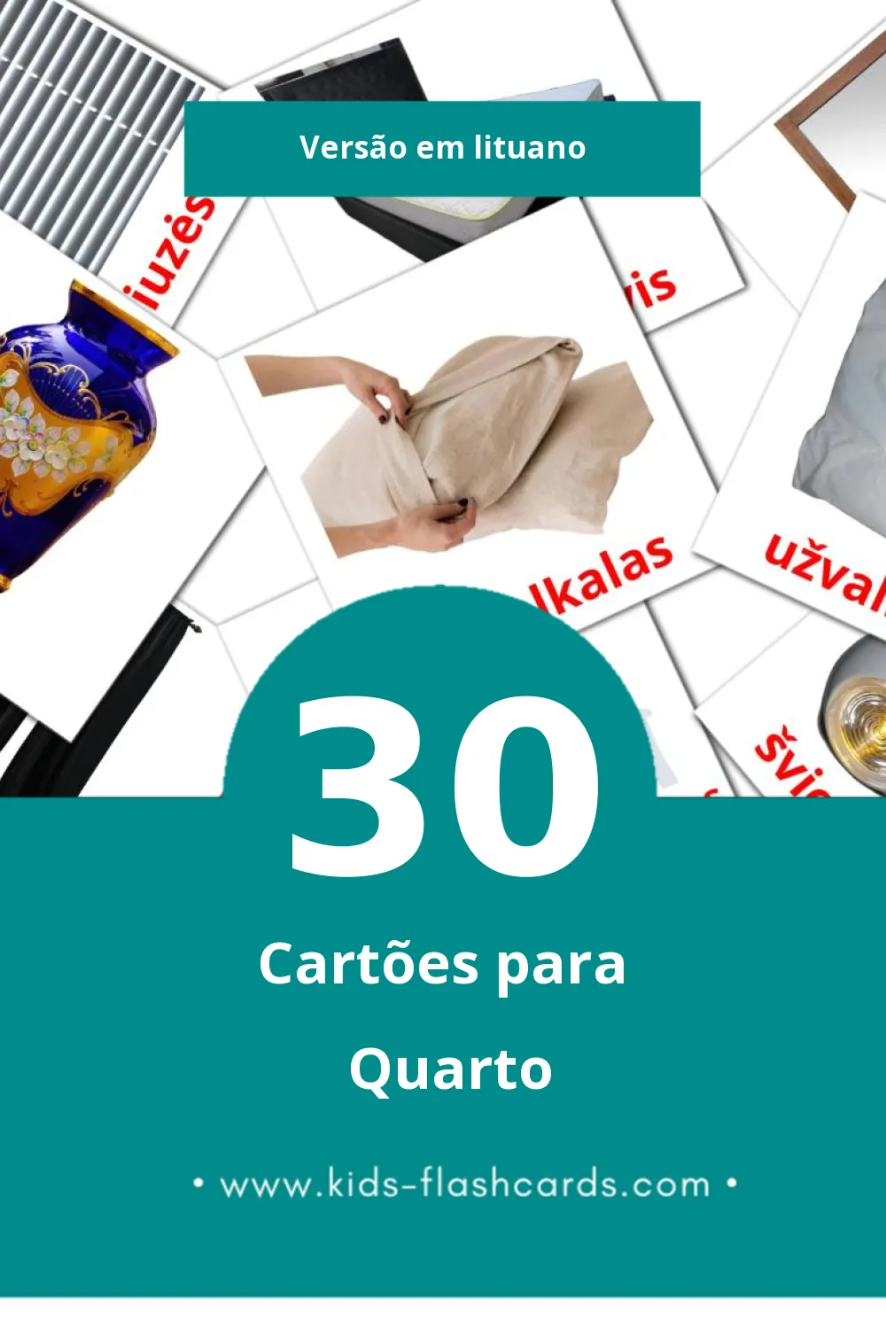 Flashcards de Miegamasis Visuais para Toddlers (30 cartões em Lituano)