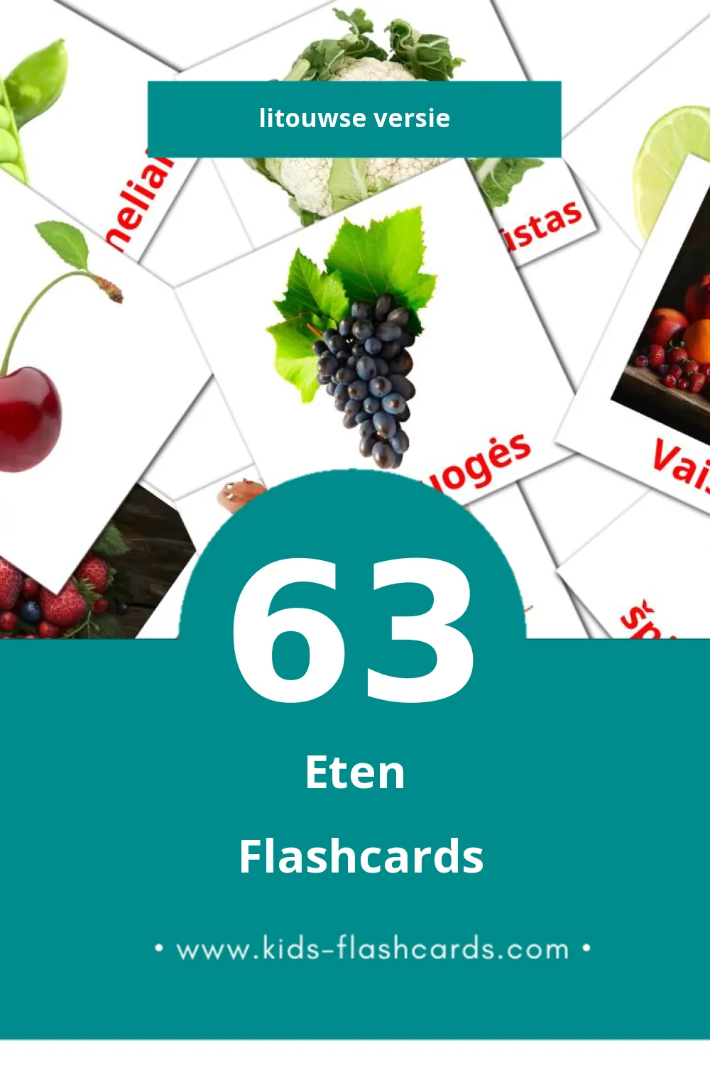 Visuele Maistas Flashcards voor Kleuters (63 kaarten in het Litouws)