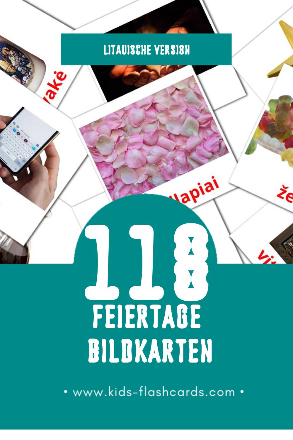 Visual Šventės Flashcards für Kleinkinder (118 Karten in Litauisch)