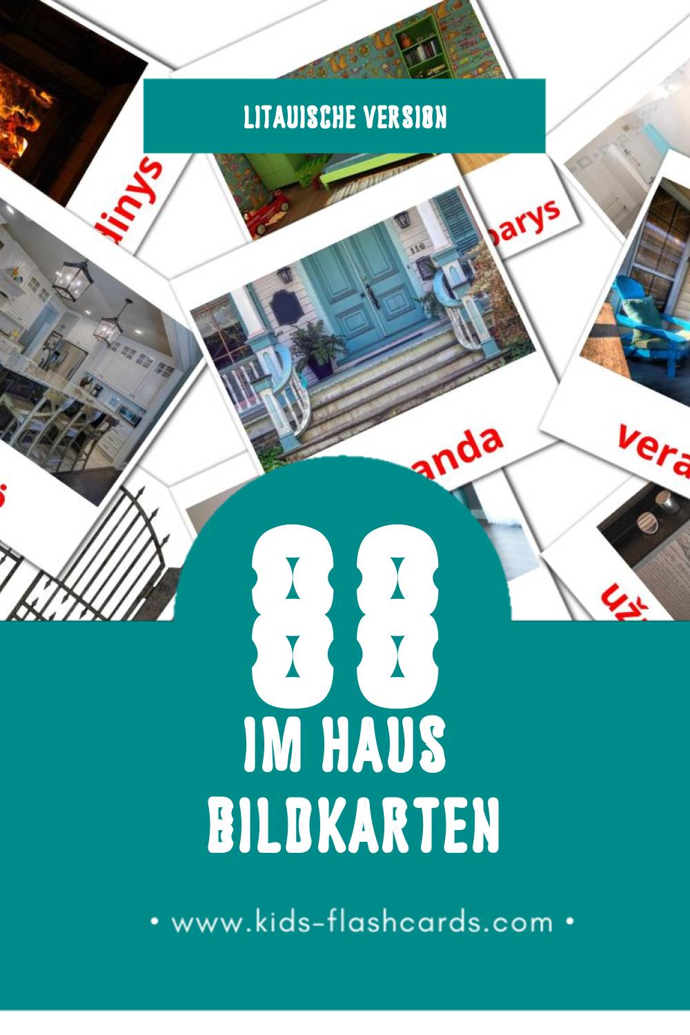 Visual NAMAS Flashcards für Kleinkinder (88 Karten in Litauisch)