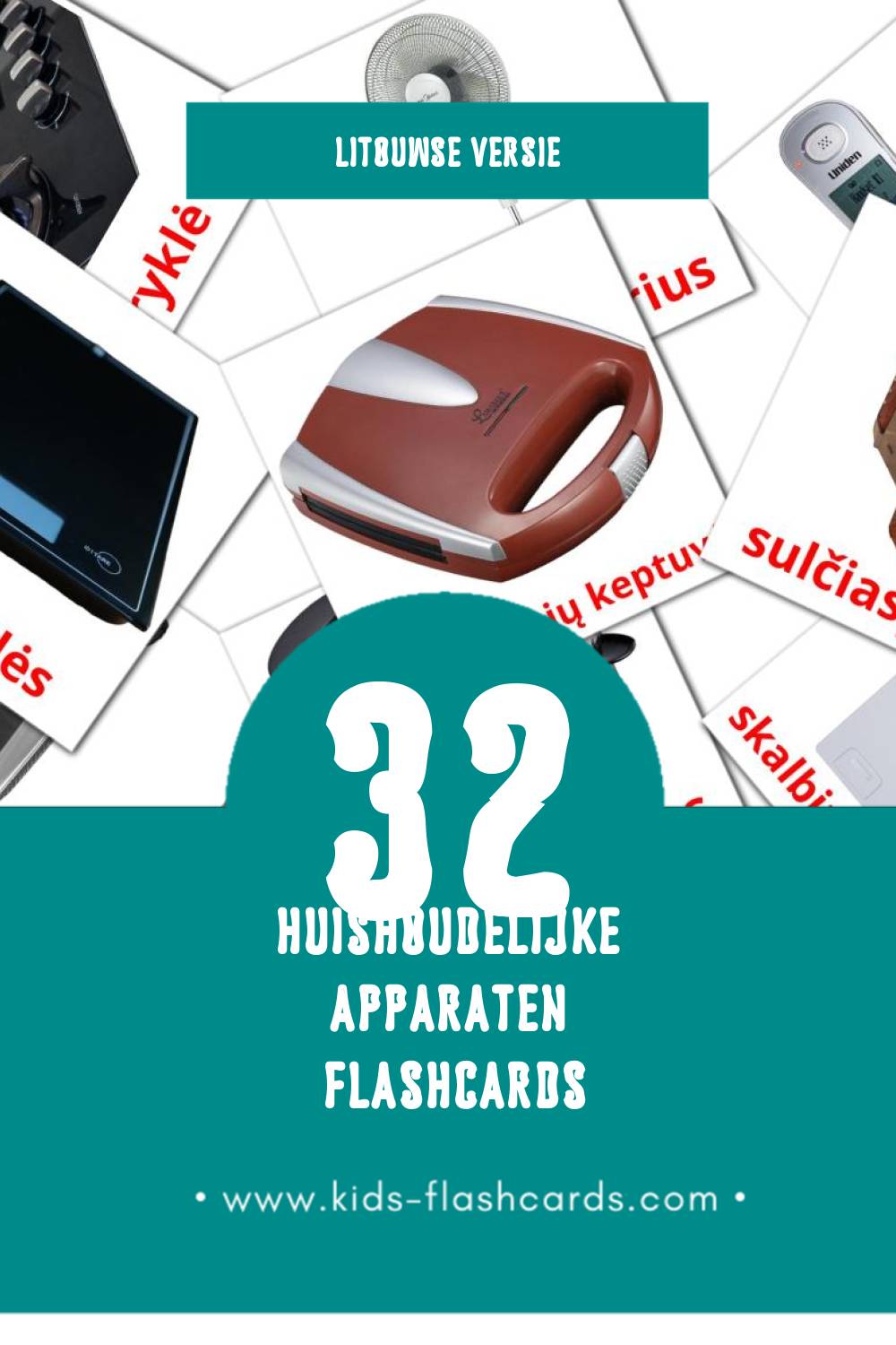Visuele Buitiniai prietaisai Flashcards voor Kleuters (32 kaarten in het Litouws)