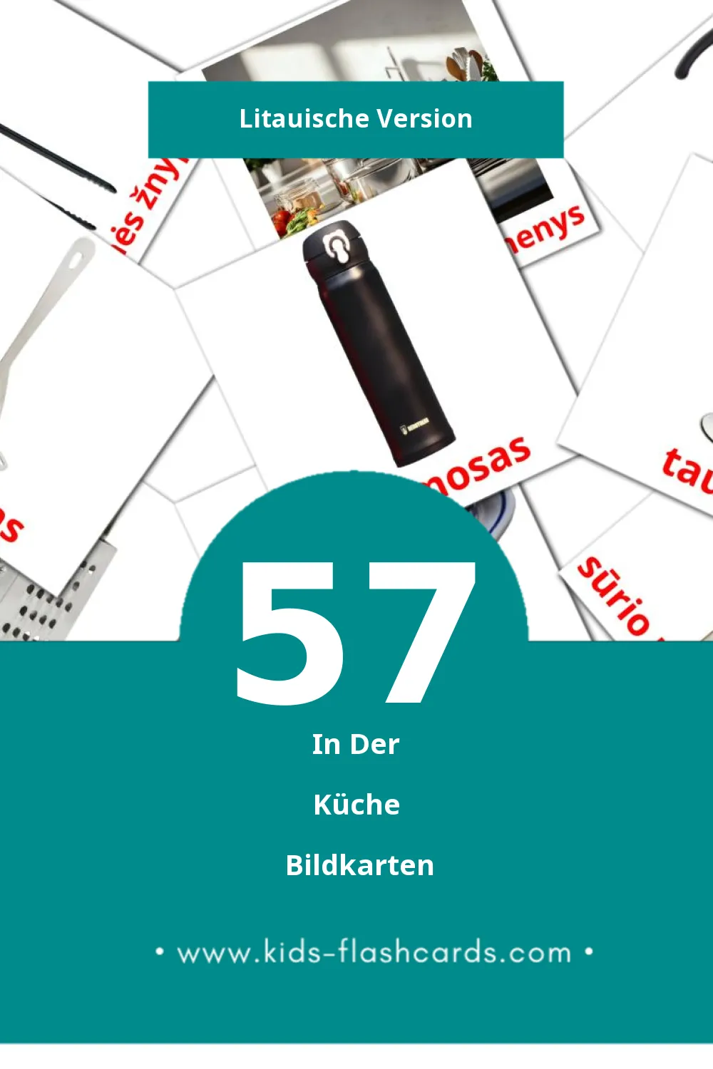 Visual Virtuvė Flashcards für Kleinkinder (57 Karten in Litauisch)