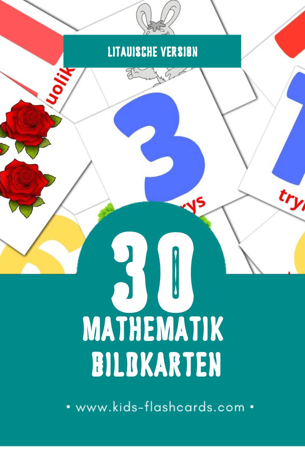 Visual Matematika  Flashcards für Kleinkinder (30 Karten in Litauisch)