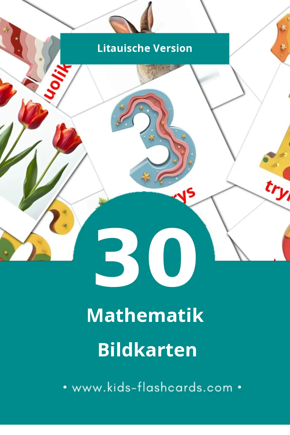 Visual Matematika  Flashcards für Kleinkinder (30 Karten in Litauisch)