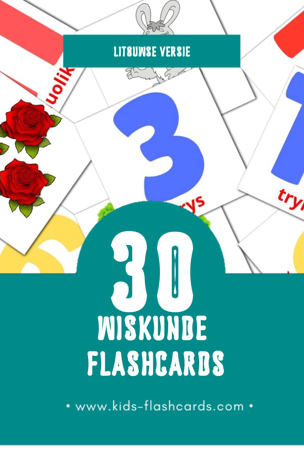 Visuele Matematika  Flashcards voor Kleuters (30 kaarten in het Litouws)