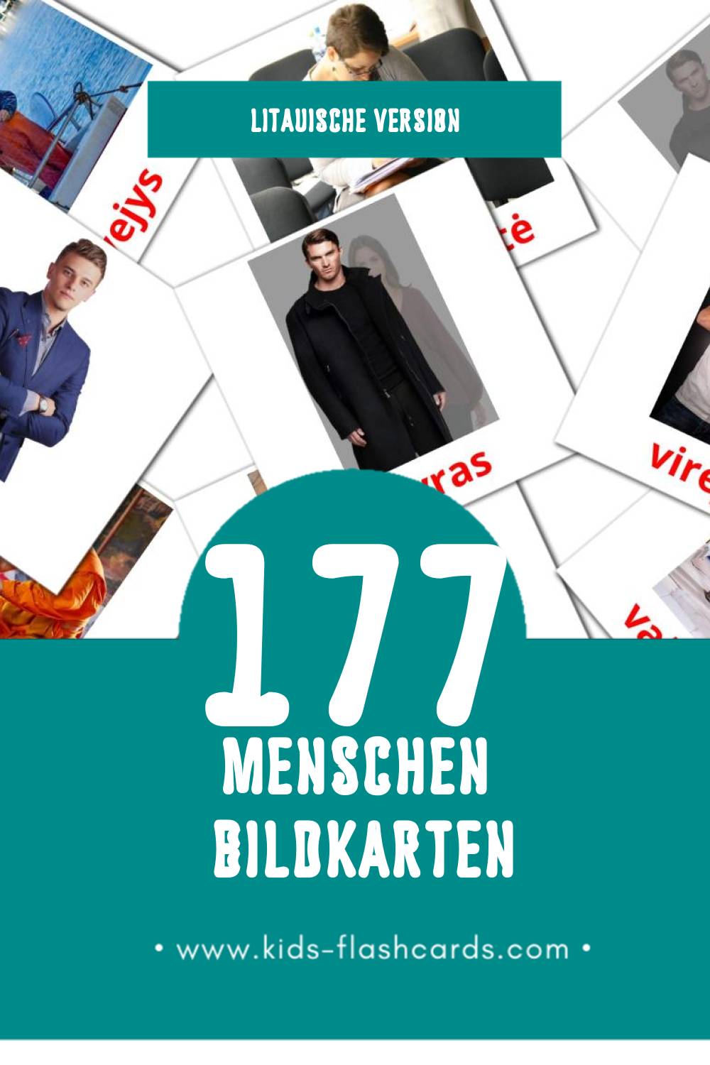 Visual Žmonės Flashcards für Kleinkinder (177 Karten in Litauisch)