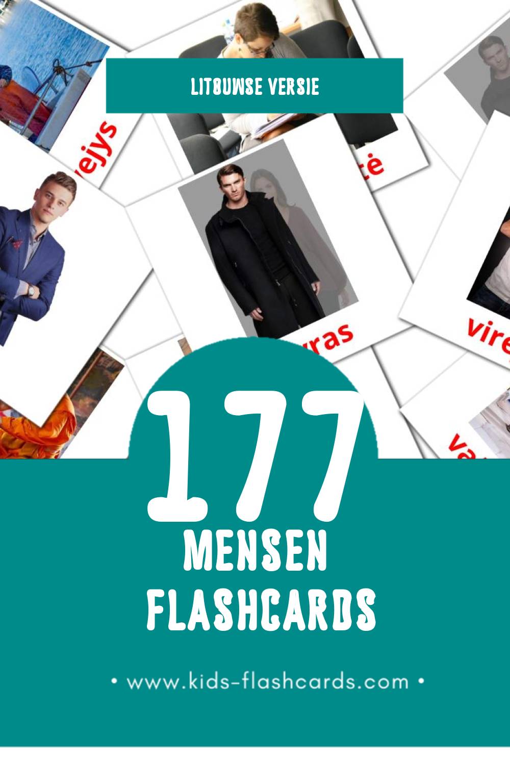 Visuele Žmonės Flashcards voor Kleuters (177 kaarten in het Litouws)