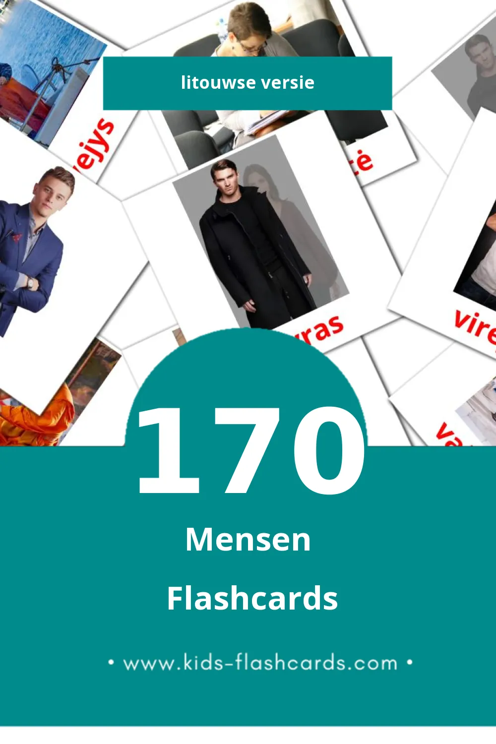 Visuele Žmonės Flashcards voor Kleuters (170 kaarten in het Litouws)