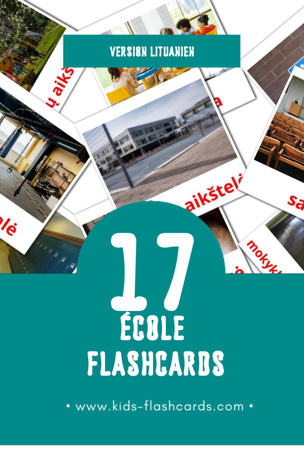 Flashcards Visual mokykla pour les tout-petits (17 cartes en Lituanien)