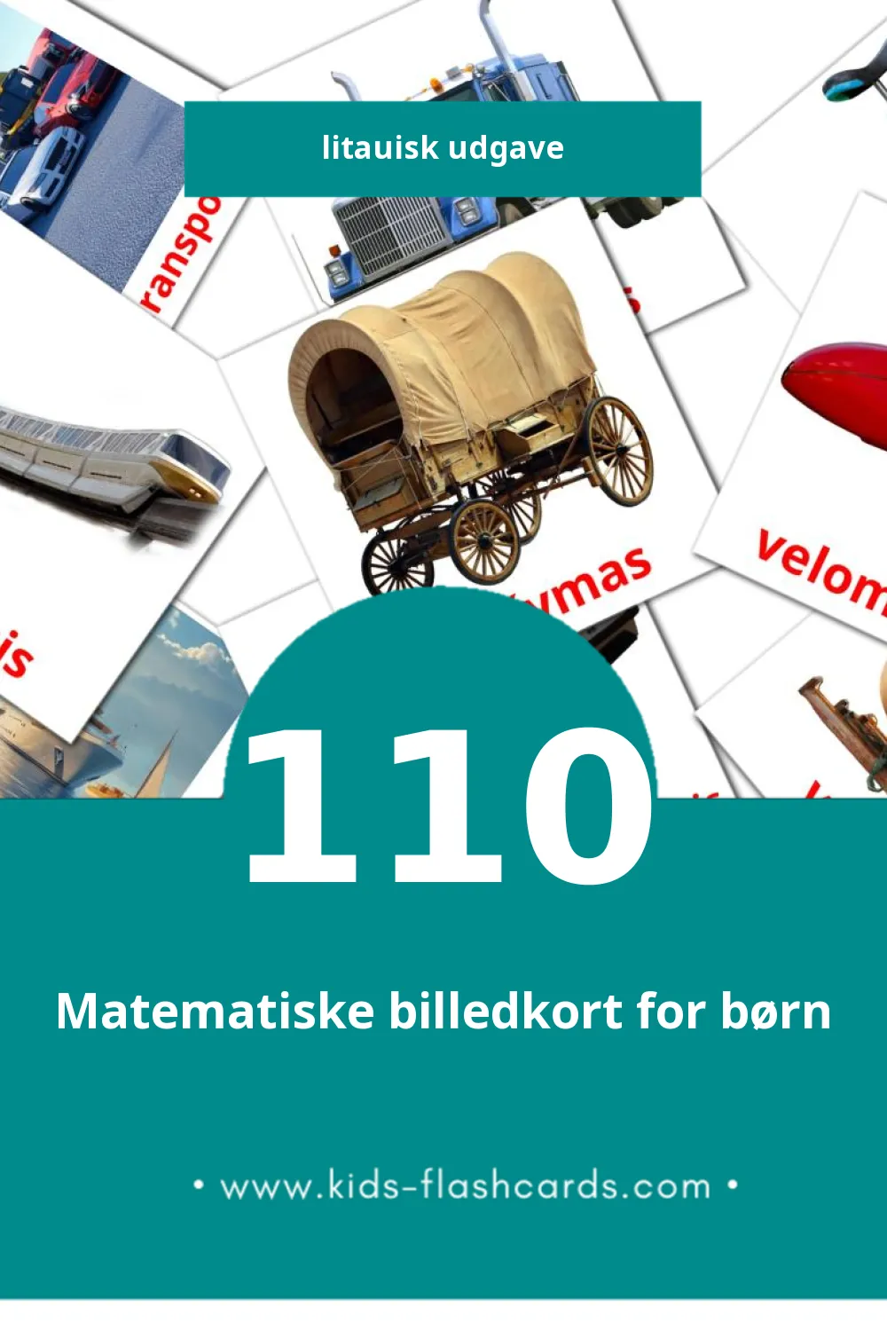 Visual Transportas Flashcards for Toddlers (110 cards in Litauisk)