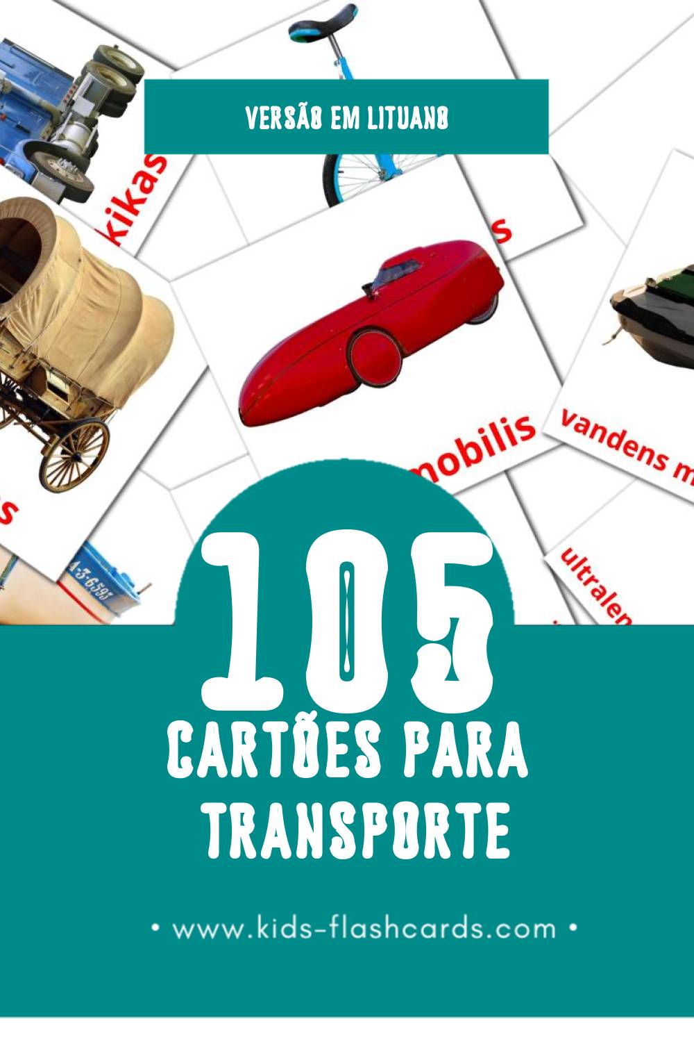 Flashcards de Transportas Visuais para Toddlers (105 cartões em Lituano)