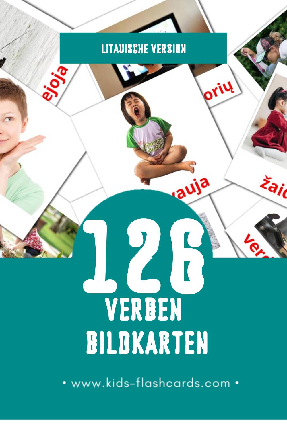 Visual Veiksmažodžiai Flashcards für Kleinkinder (126 Karten in Litauisch)