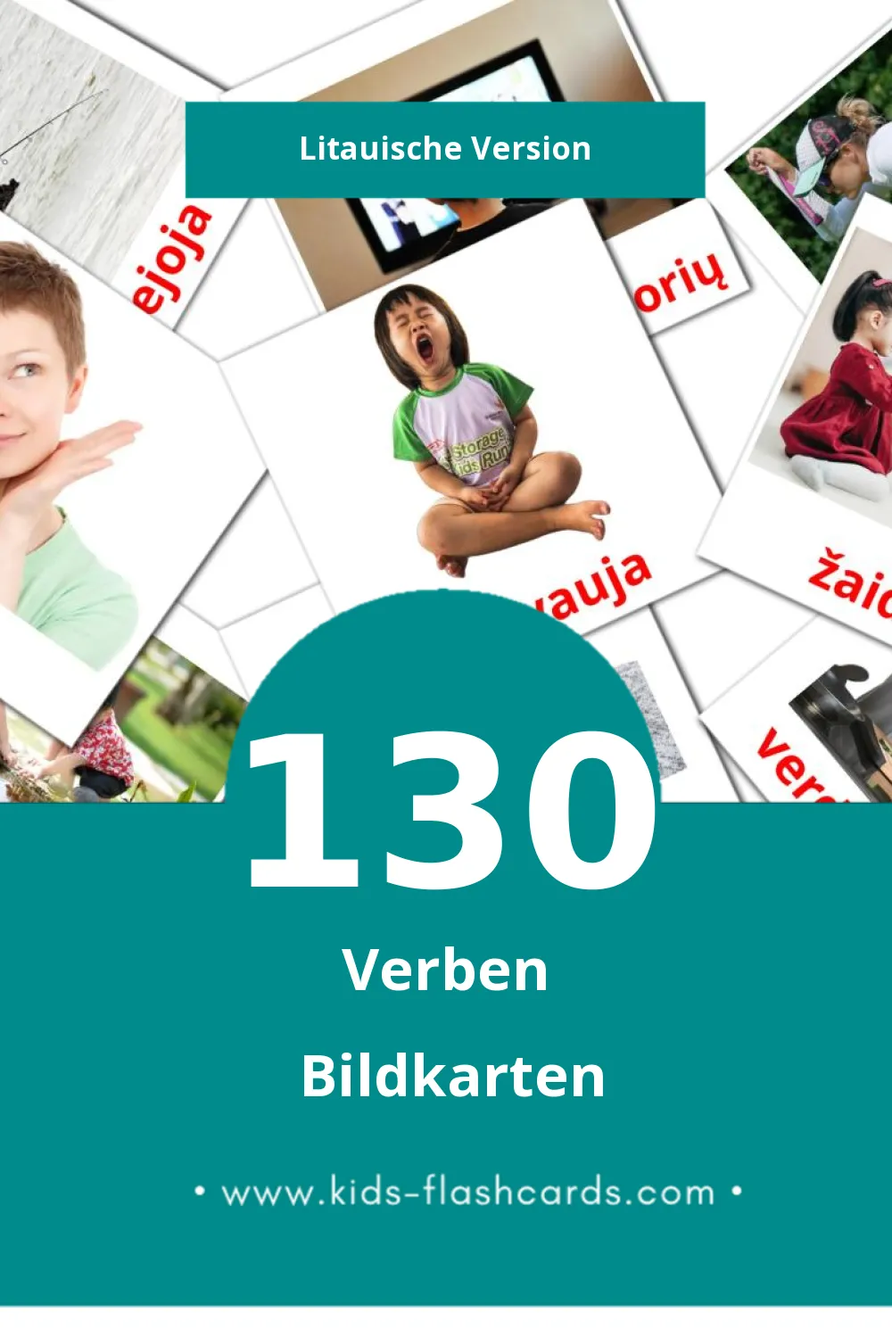 Visual Veiksmažodžiai Flashcards für Kleinkinder (130 Karten in Litauisch)