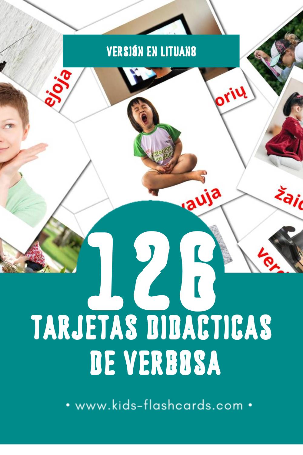 Tarjetas visuales de Veiksmažodžiai para niños pequeños (126 tarjetas en Lituano)