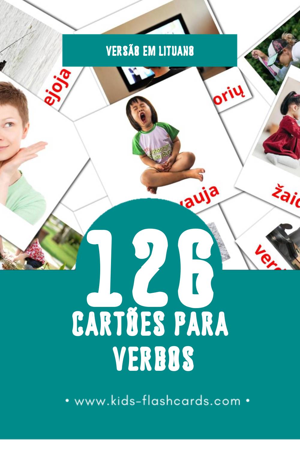 Flashcards de Veiksmažodžiai Visuais para Toddlers (126 cartões em Lituano)