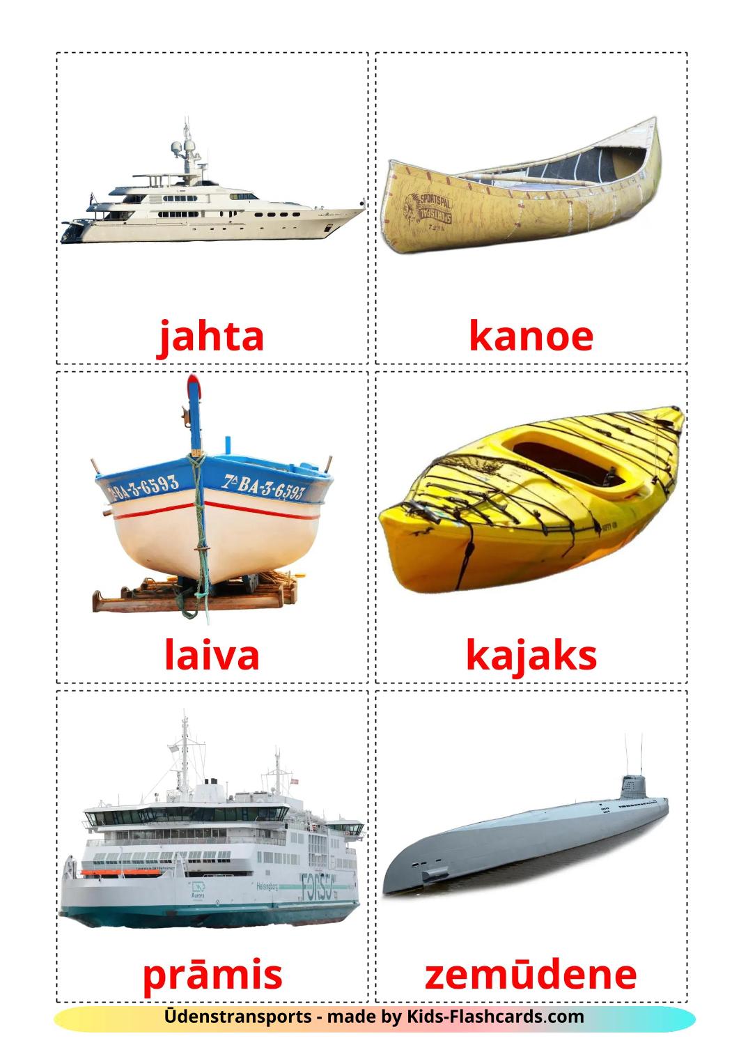 Water transport - 19 Free Printable latvian Flashcards 