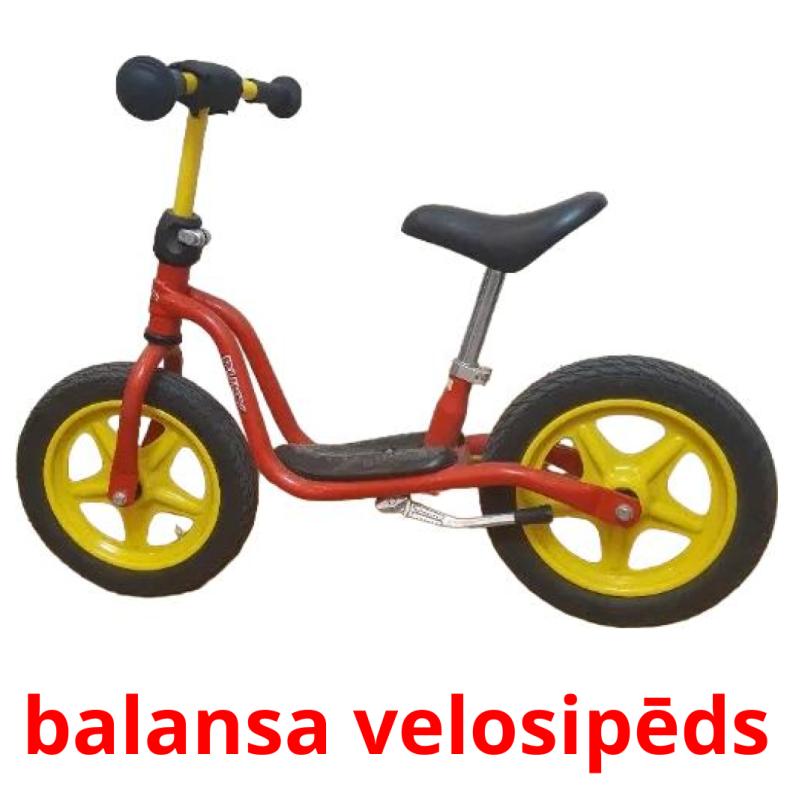 balansa velosipēds flashcards illustrate