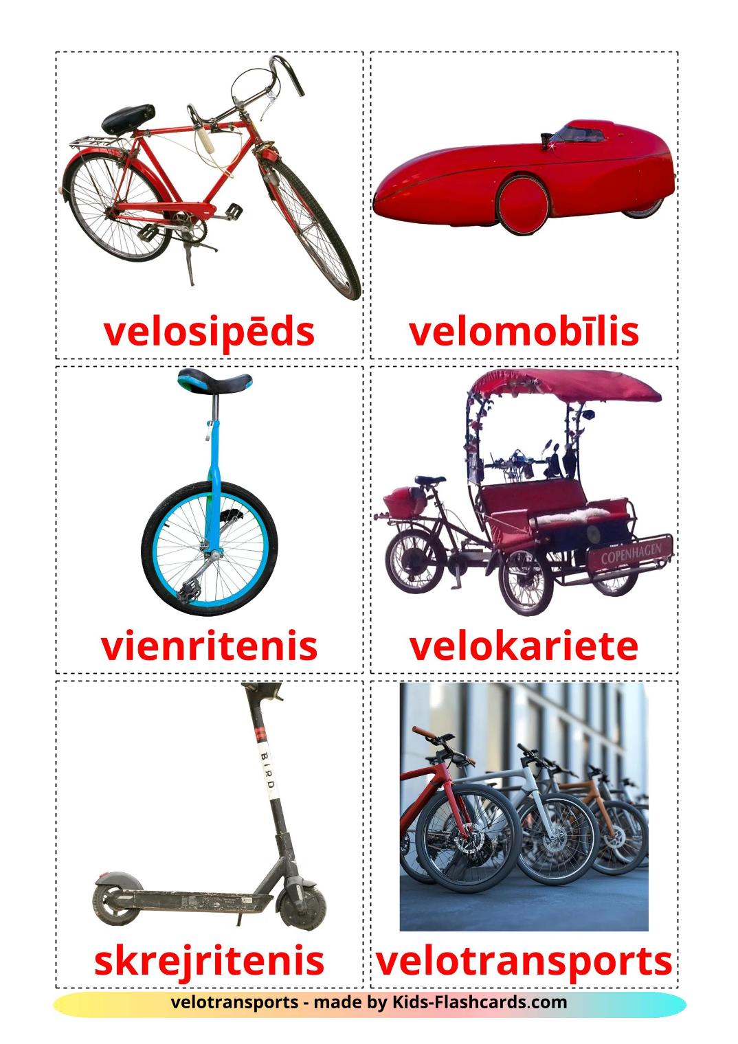 Fietsentransport - 17 gratis printbare letse kaarten