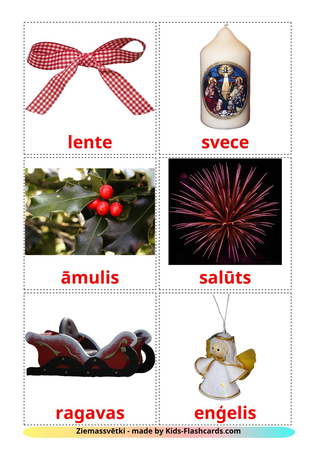 Christmas - 28 Free Printable latvian Flashcards 