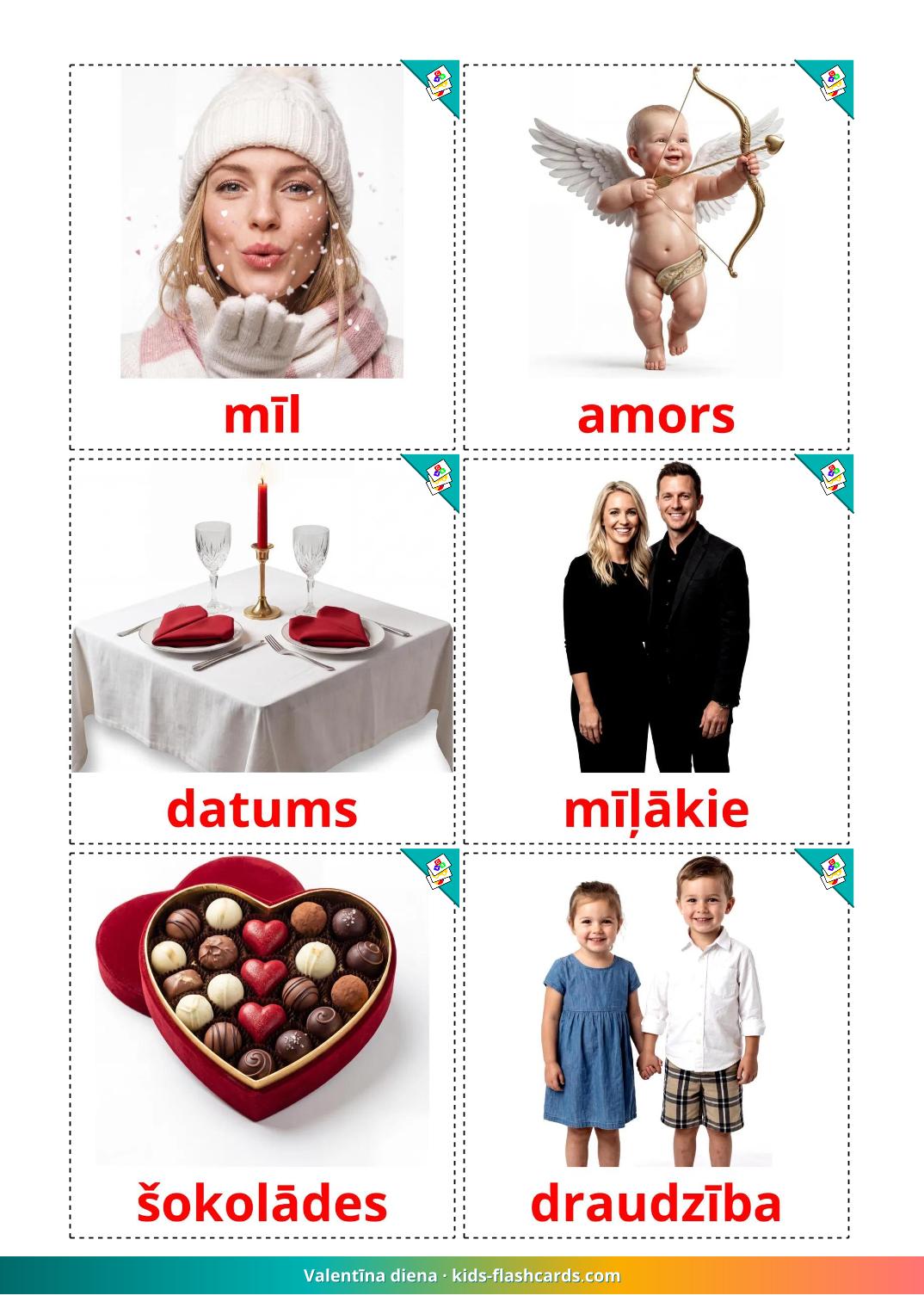 San Valentín - 19 fichas de letón para imprimir gratis