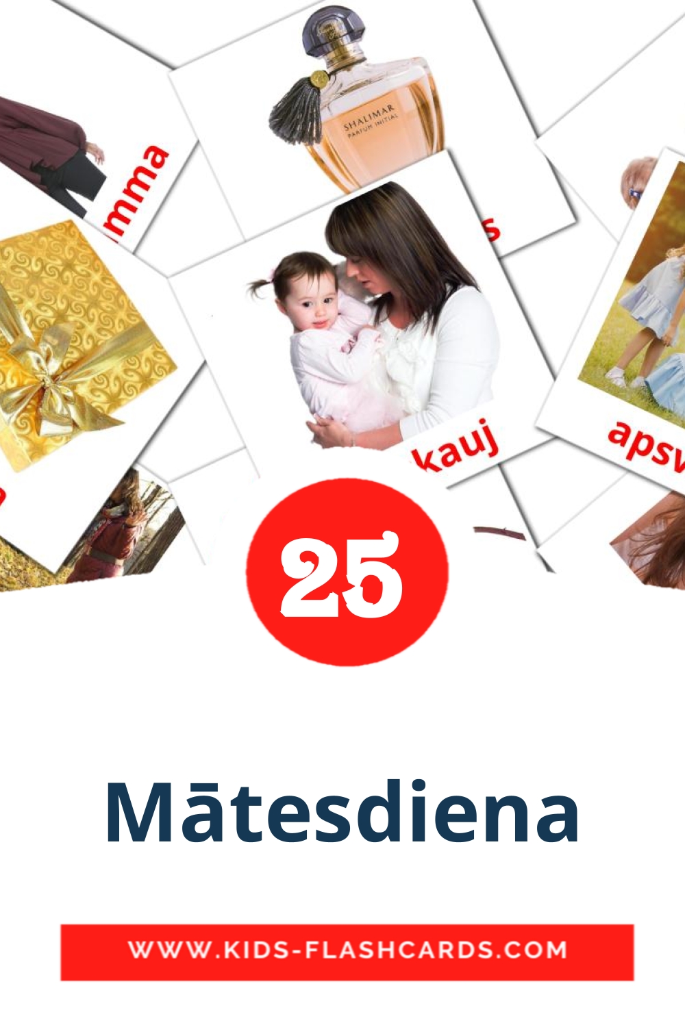 25 tarjetas didacticas de Mātesdiena para el jardín de infancia en letón