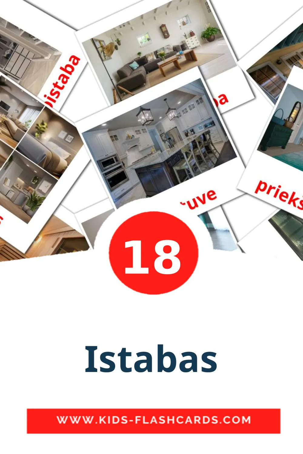 18 Istabas Picture Cards for Kindergarden in latvian