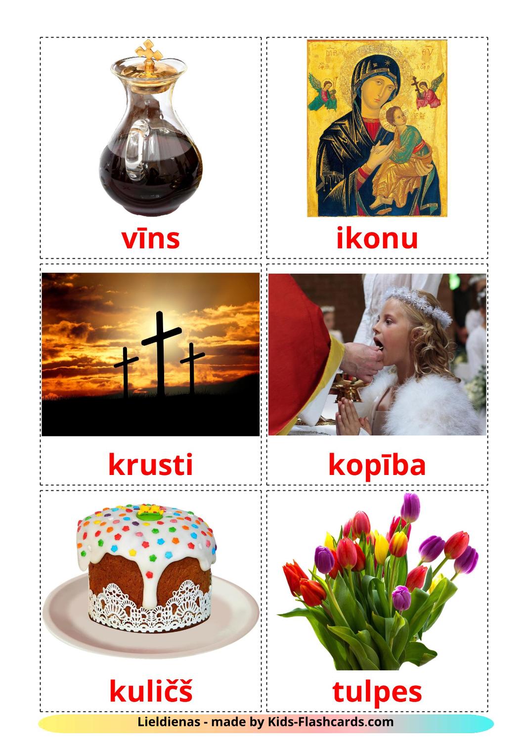 Easter - 31 Free Printable latvian Flashcards 