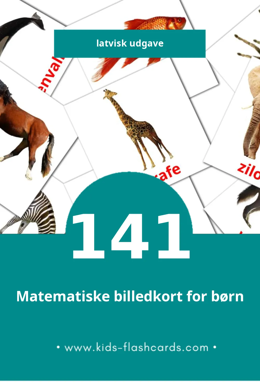 Visuelle billedkort for børn om Dzīvnieki til småbørn (141 kort på Latvisk)