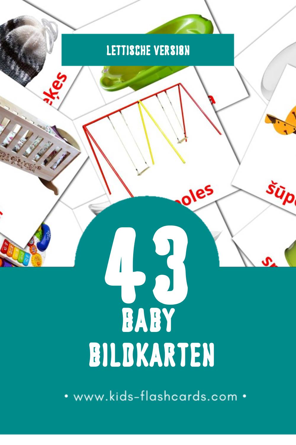 Visual Mazulis Flashcards für Kleinkinder (43 Karten in Lettisch)