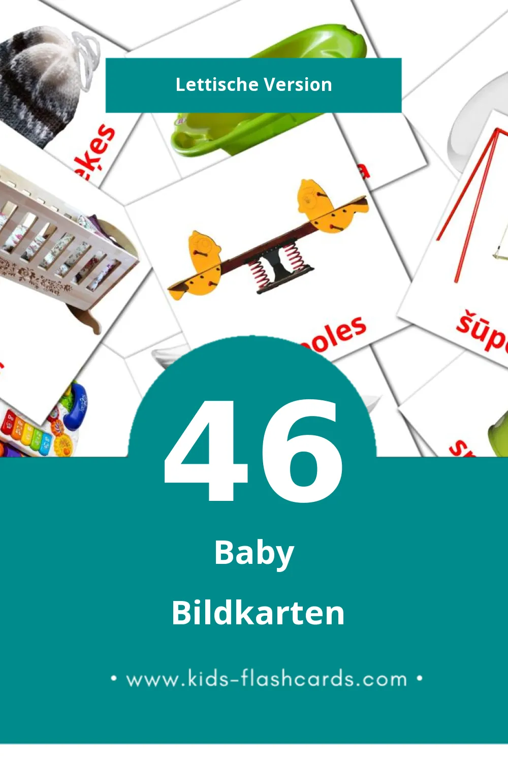 Visual Mazulis Flashcards für Kleinkinder (46 Karten in Lettisch)