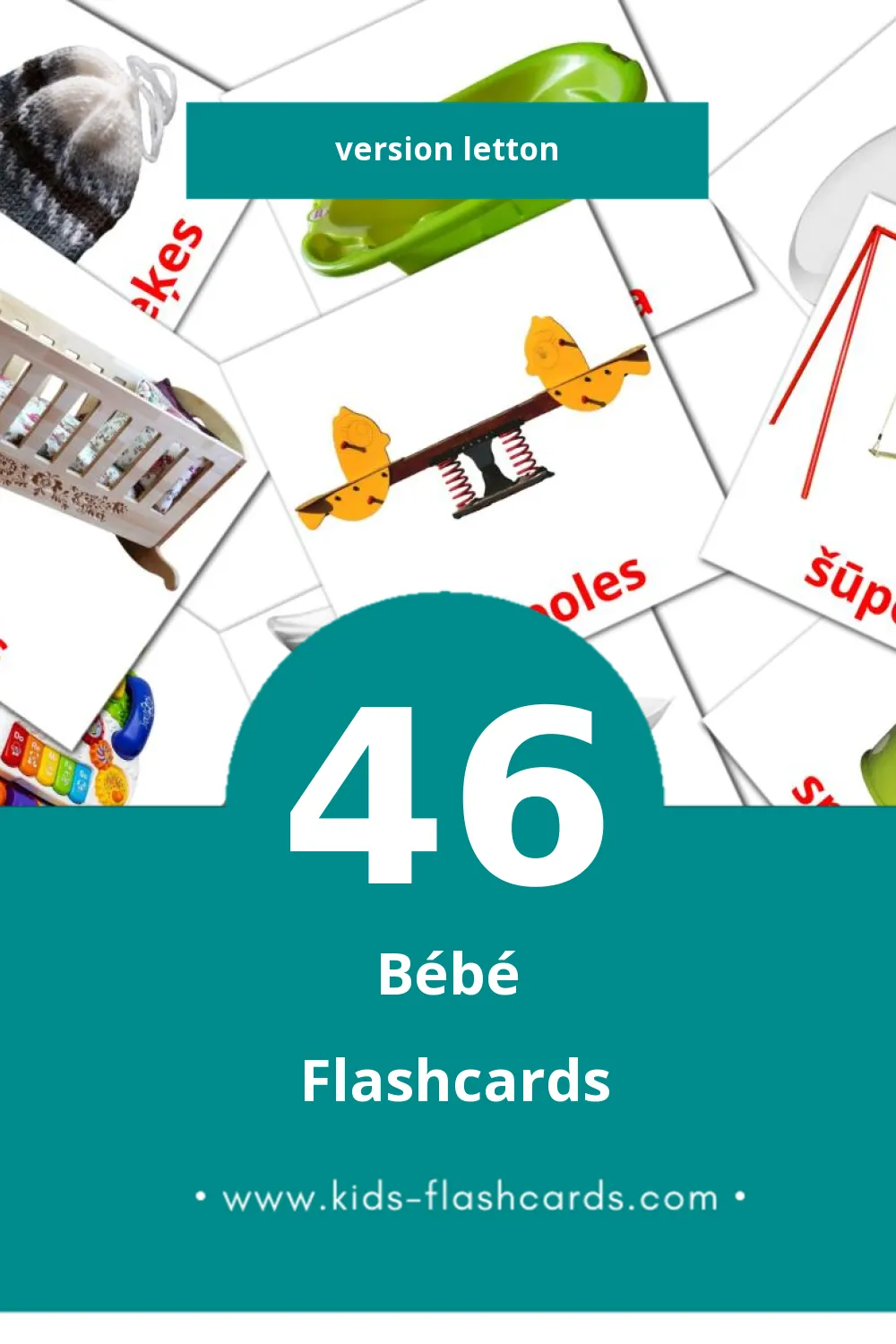 Flashcards Visual Mazulis pour les tout-petits (46 cartes en Letton)