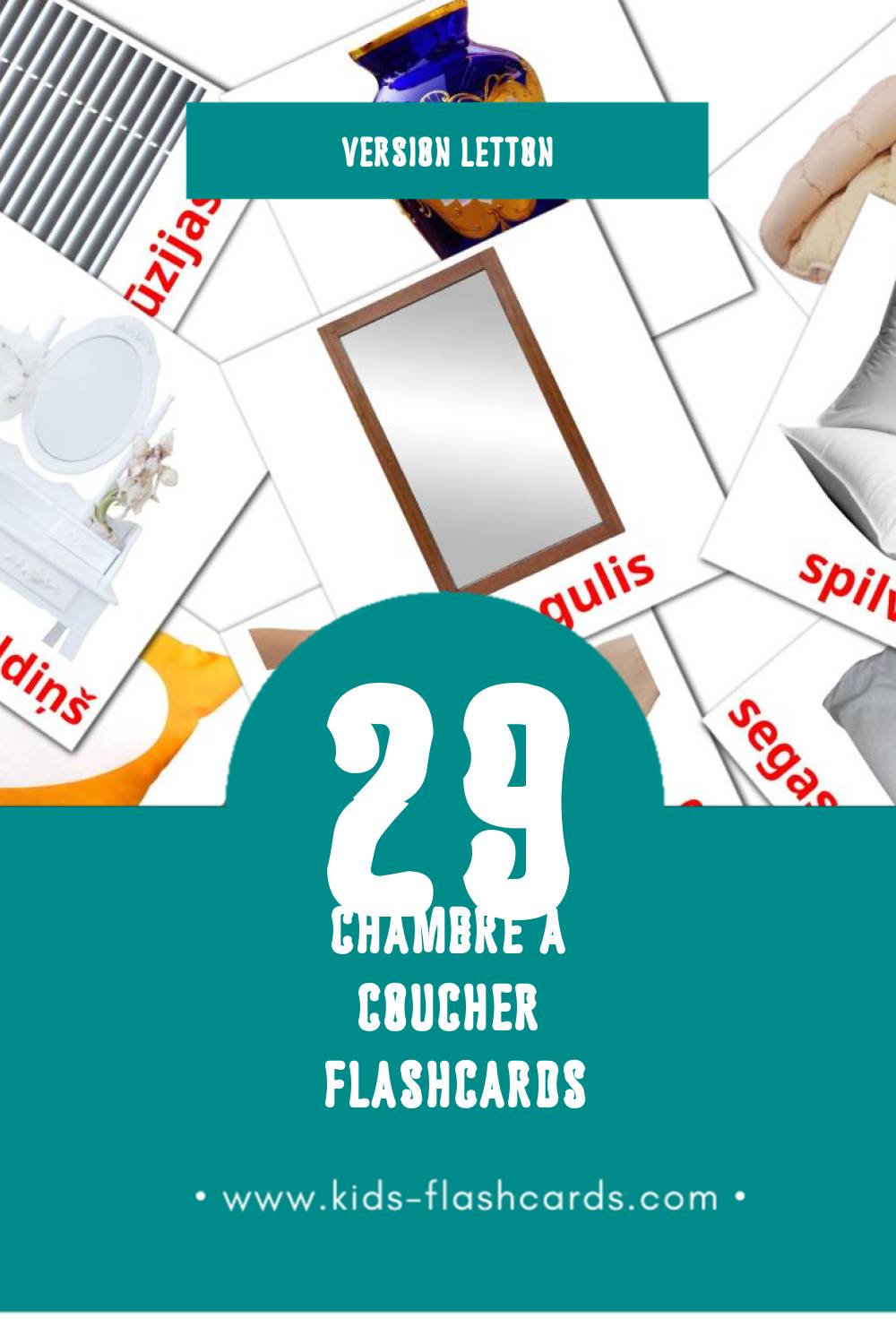 Flashcards Visual Guļamistaba pour les tout-petits (29 cartes en Letton)
