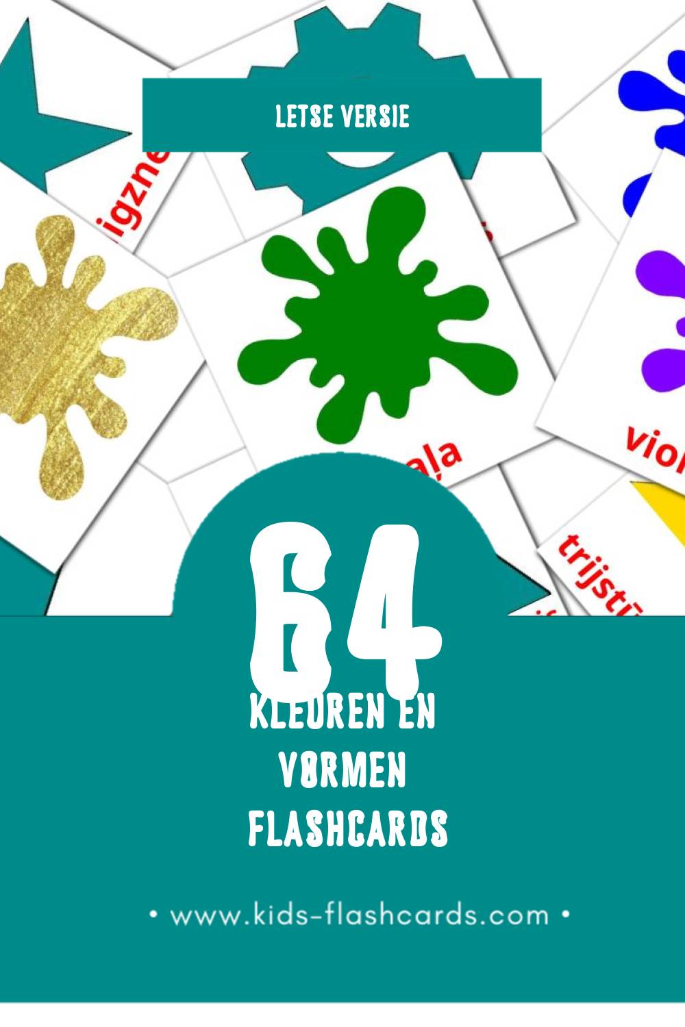 Visuele Figūras Flashcards voor Kleuters (64 kaarten in het Lets)