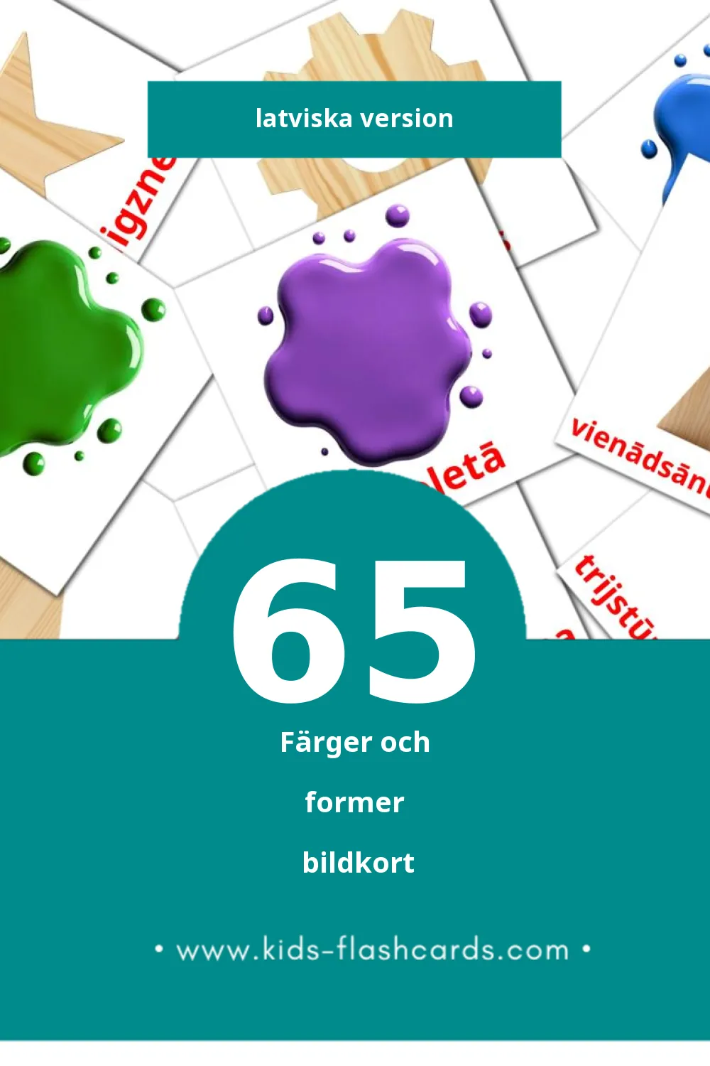 Visuella Figūras för småbarn (65 bildkort för barn på Latviska)