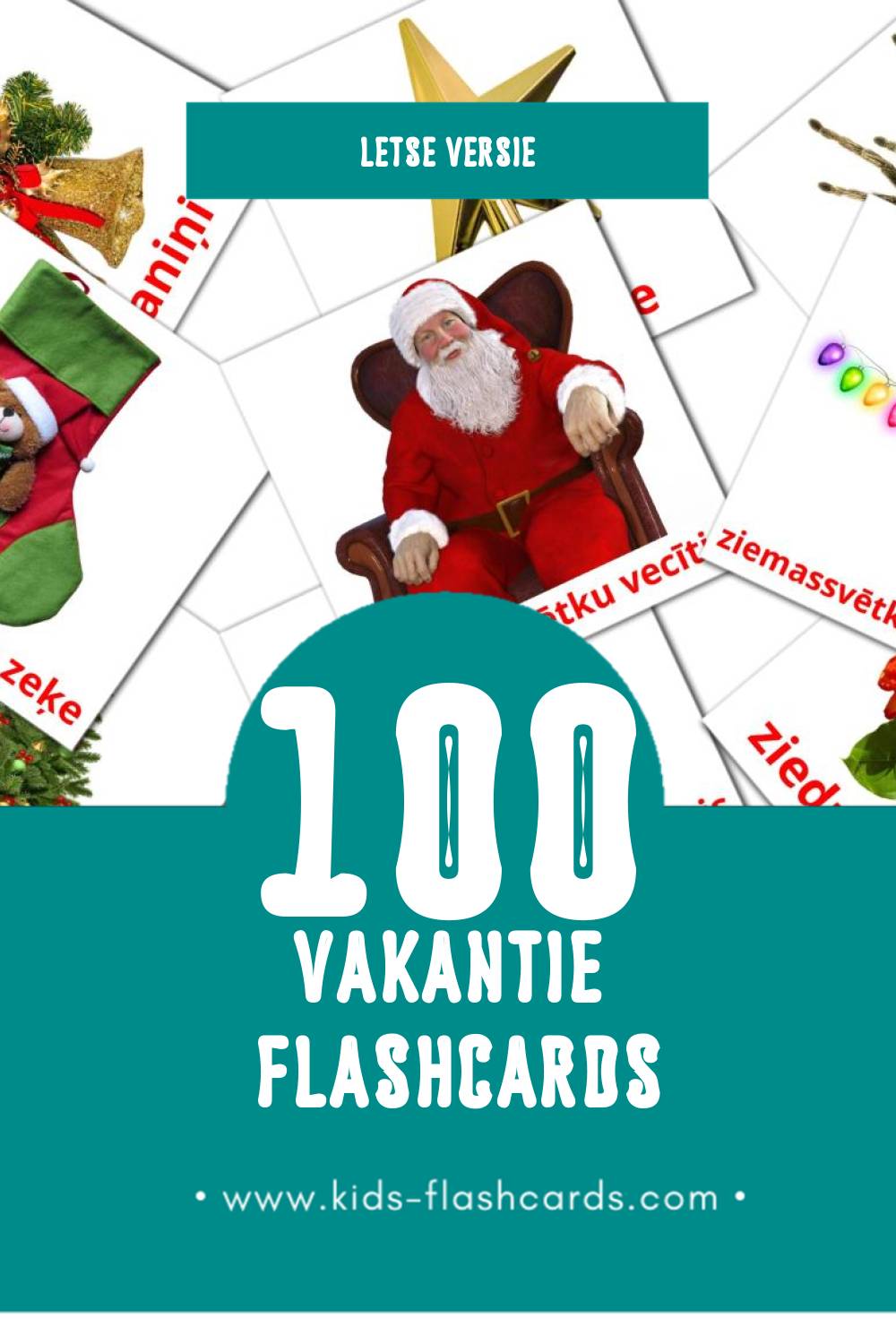 Visuele Brīvdienas Flashcards voor Kleuters (100 kaarten in het Lets)