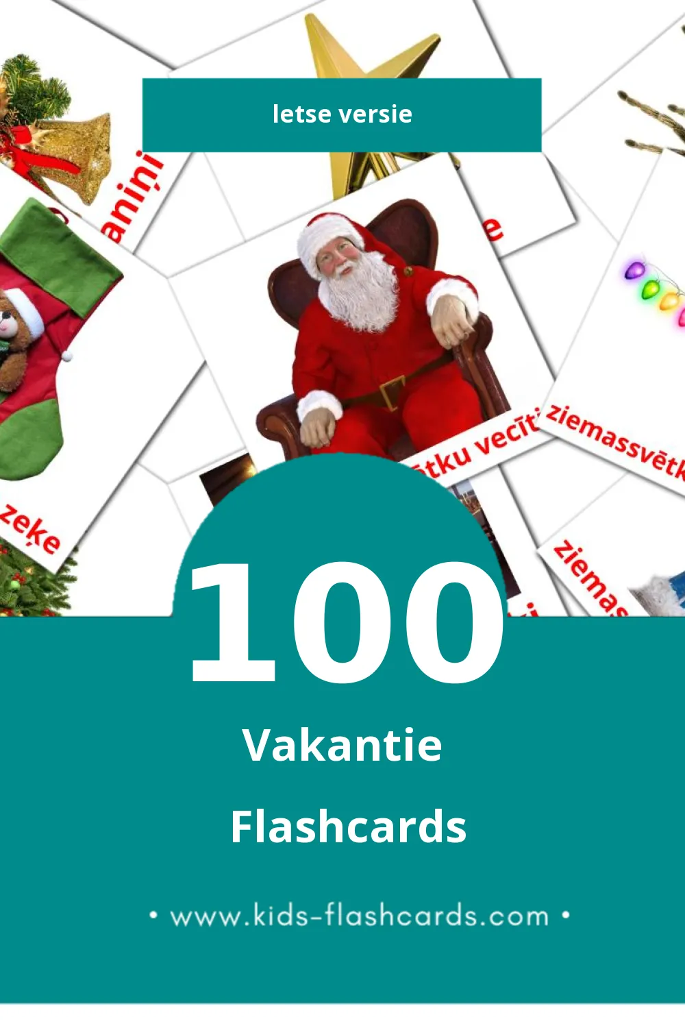 Visuele Brīvdienas Flashcards voor Kleuters (100 kaarten in het Lets)