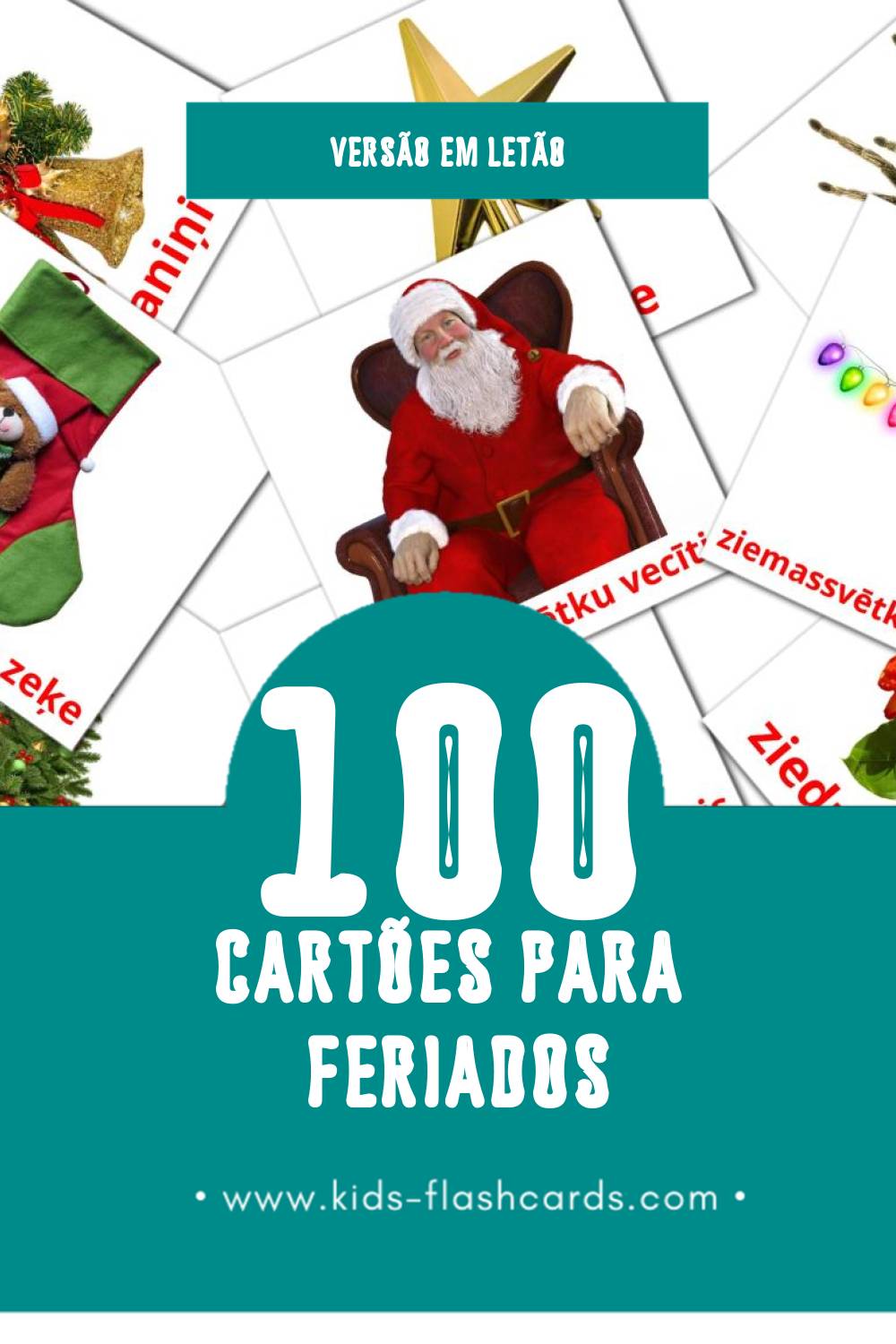 Flashcards de Brīvdienas Visuais para Toddlers (100 cartões em Letão)