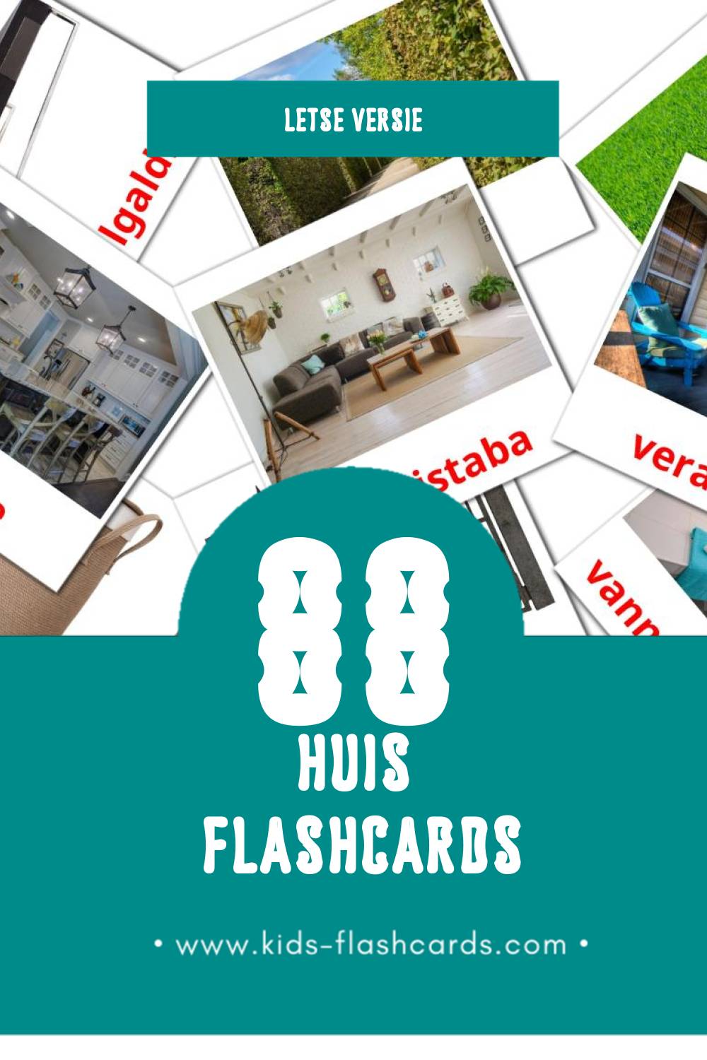 Visuele Maja Flashcards voor Kleuters (88 kaarten in het Lets)