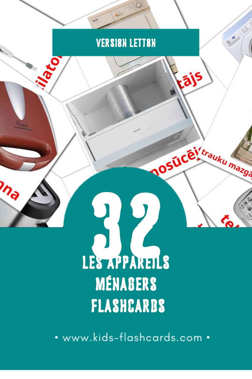 Flashcards Visual Sadzīves tehnika pour les tout-petits (32 cartes en Letton)