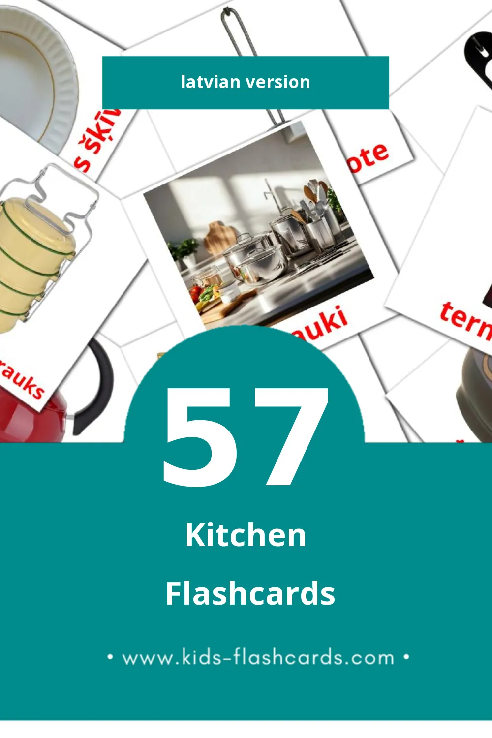 Visual Virtuve Flashcards for Toddlers (57 cards in Latvian)