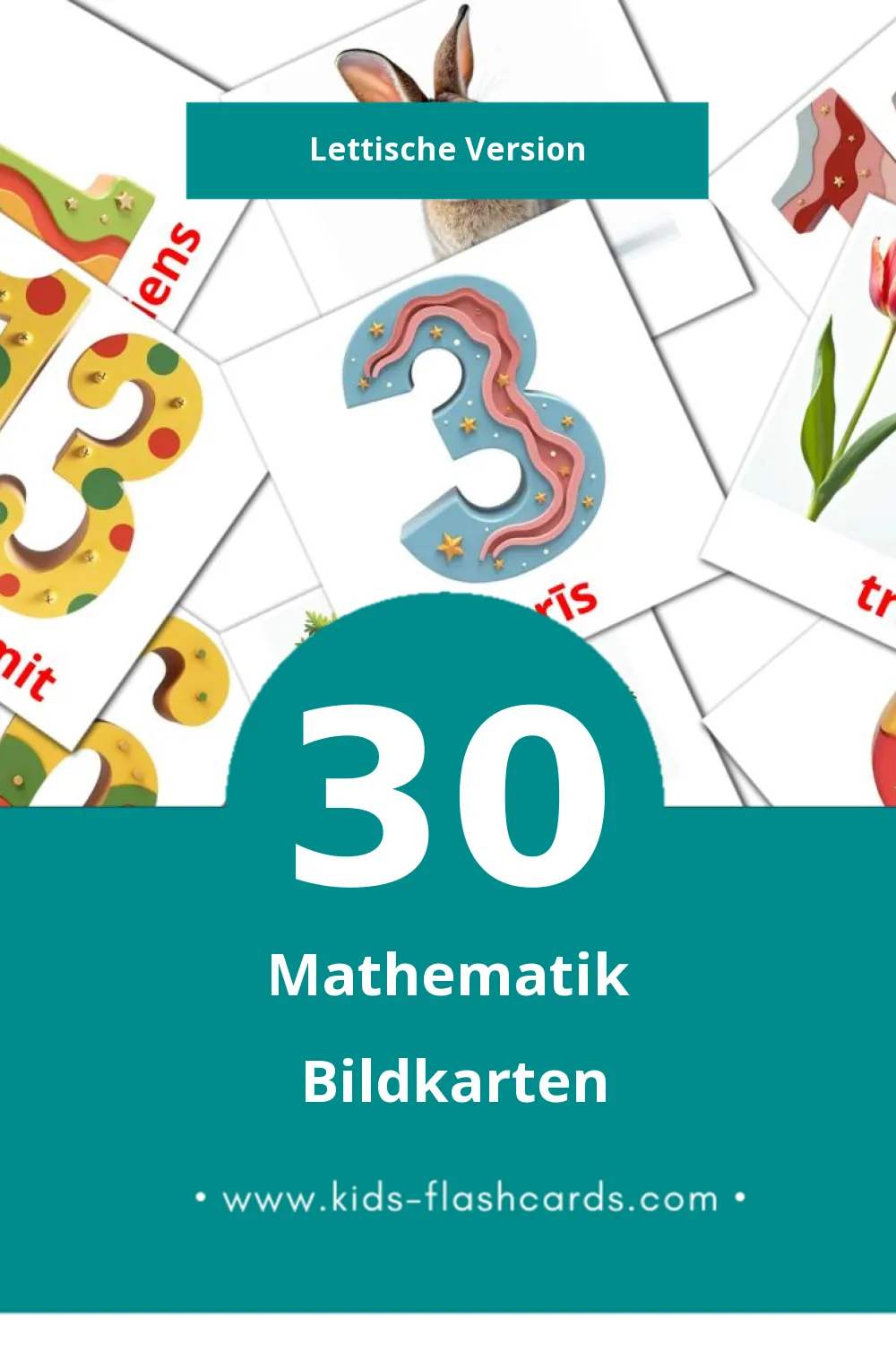 Visual Matemātika Flashcards für Kleinkinder (30 Karten in Lettisch)