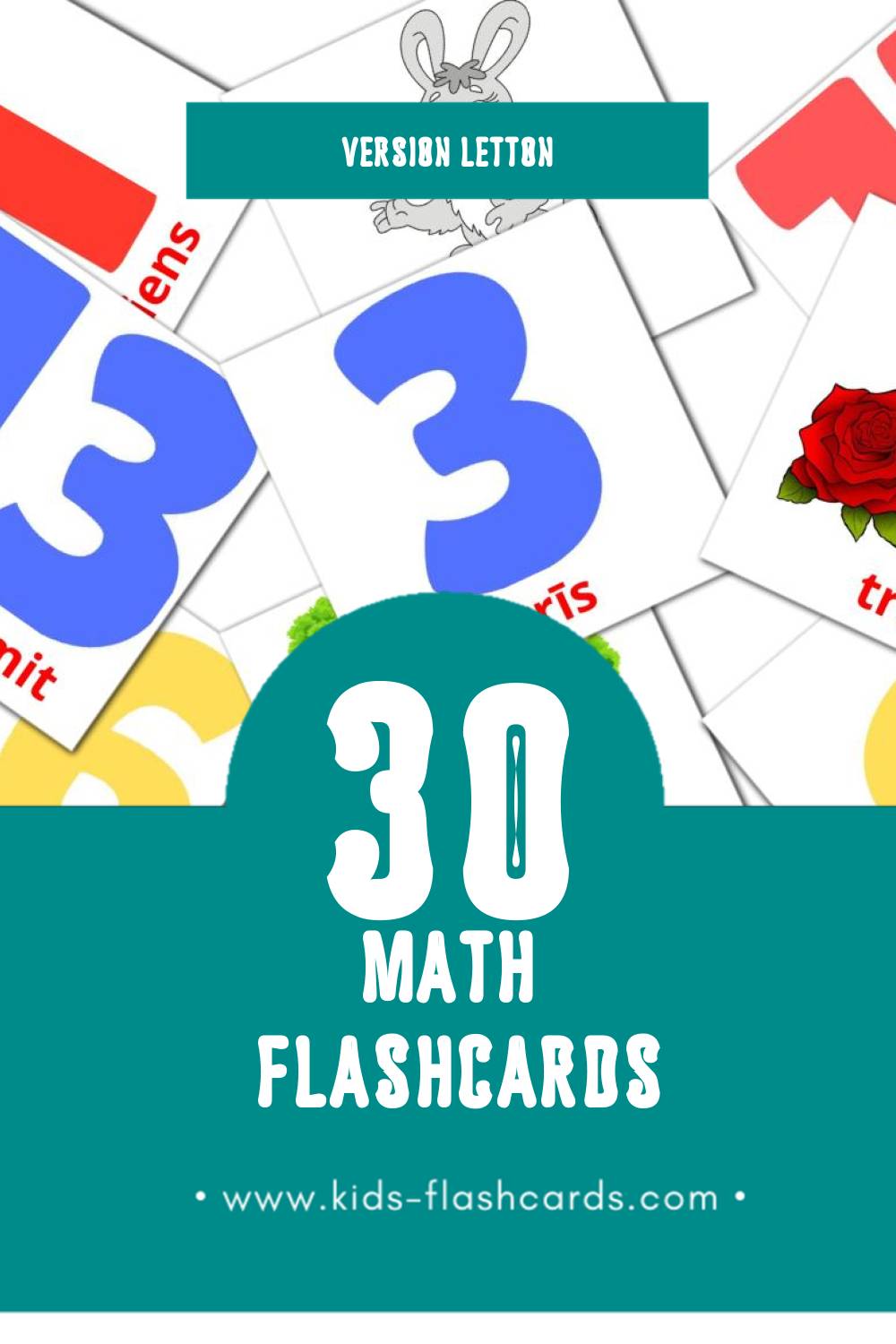 Flashcards Visual Matemātika pour les tout-petits (30 cartes en Letton)