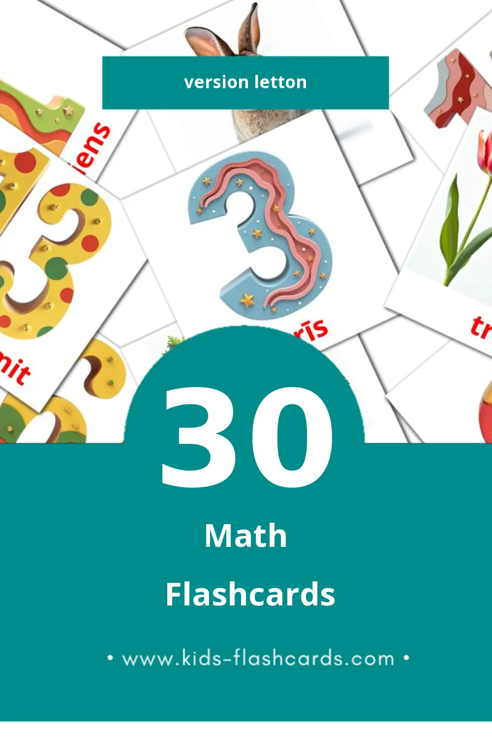 Flashcards Visual Matemātika pour les tout-petits (30 cartes en Letton)