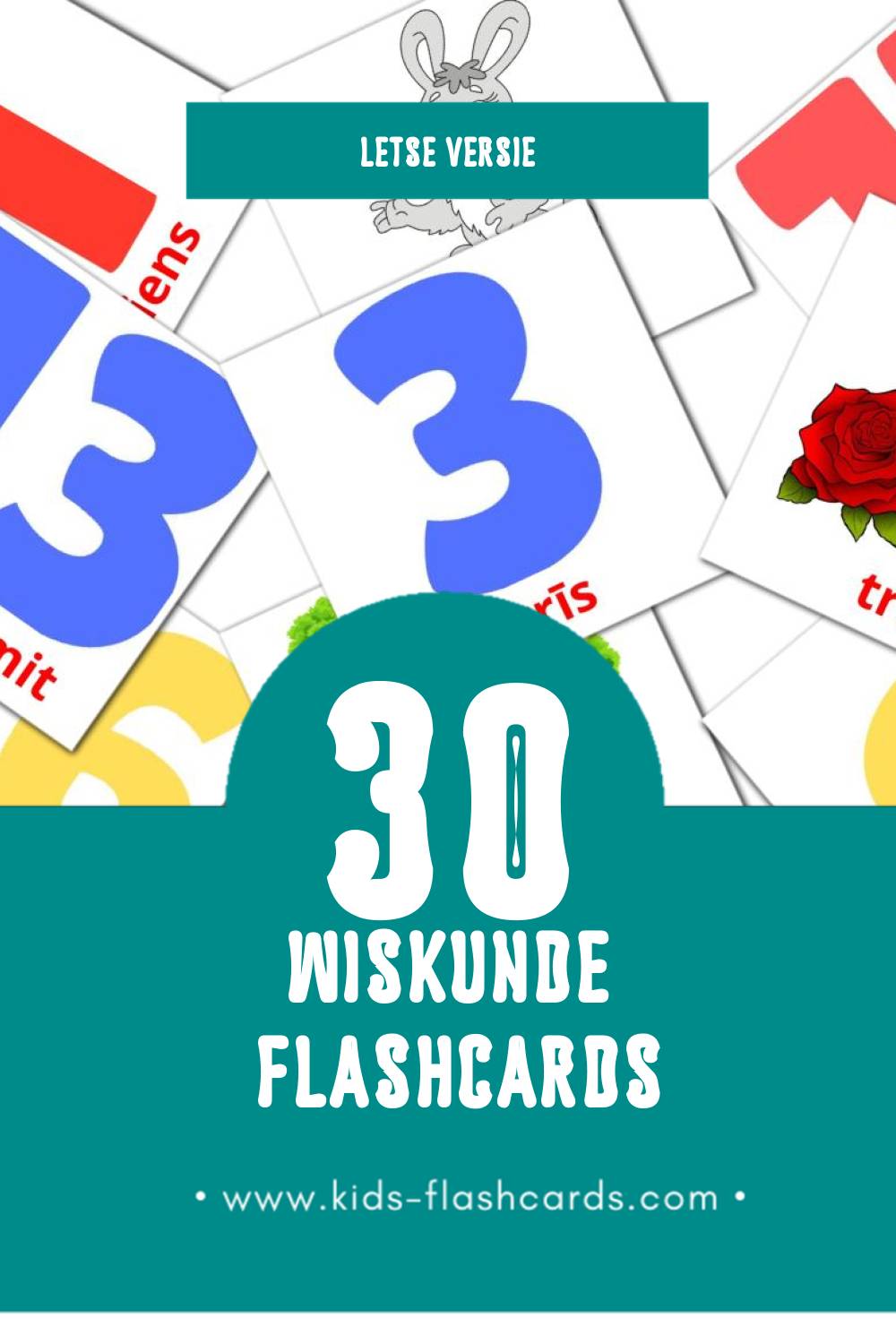 Visuele Matemātika Flashcards voor Kleuters (30 kaarten in het Lets)