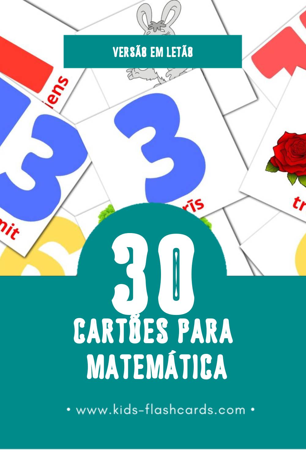 Flashcards de Matemātika Visuais para Toddlers (30 cartões em Letão)