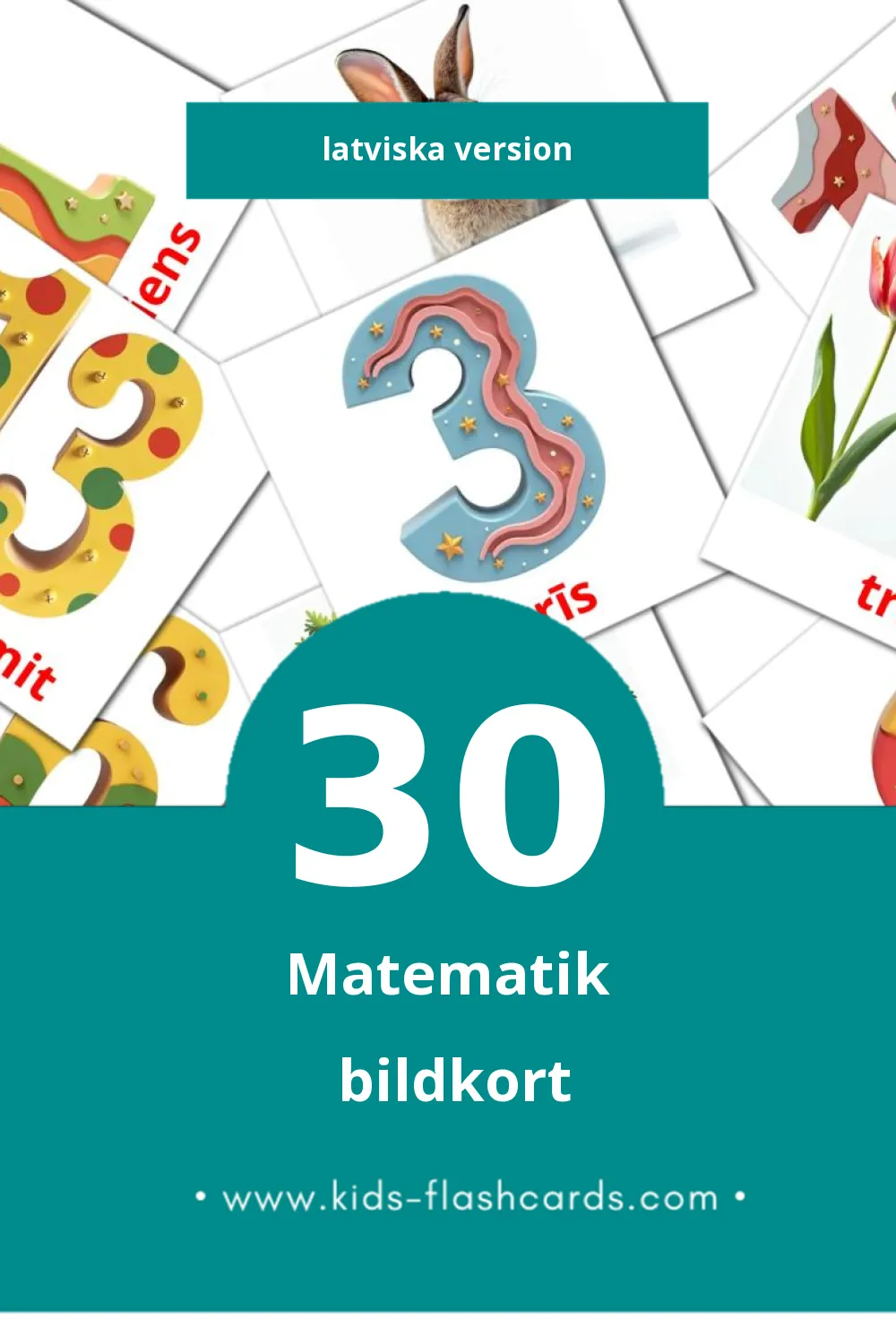 Visuella Matemātika för småbarn (30 bildkort för barn på Latviska)